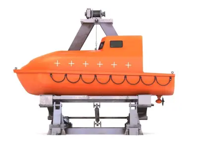 Enclosed Lifeboat with Davit Low-poly 3D model