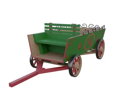 Painted Cart Low-poly 3D model