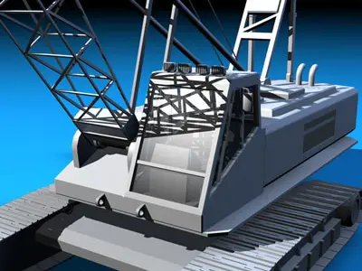Crane with dipper bucket 3D model