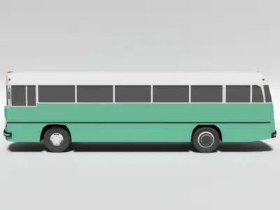 Low Poly Cartoon Retro Bus Low-poly 3D model