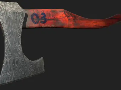 Damascus axe Low-poly 3D model