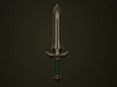Dark Silver Sword - Game Ready Weapon Low-poly 3D model