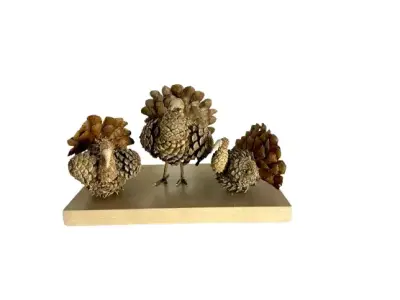 Handcrafted Pine Cone Sculpture High  Poly 3D Model OBJ FBX  Low-poly 3D model