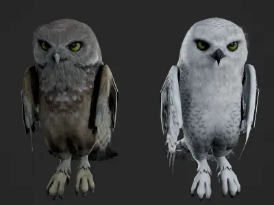 animated owl Low-poly 3D model