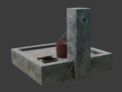 Tap Water and Bucket Low-poly 3D model