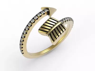 Antique Micro Prong Set Arrow Ring 3D print model