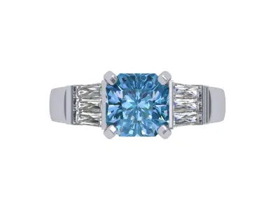 Radiant Solitaire Ring 3D print model 5