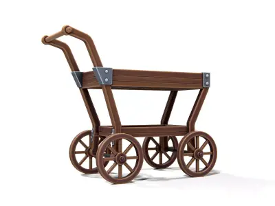 Wooden Cart 01 PBR Low-poly 3D model