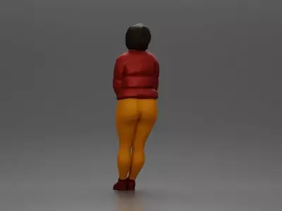 Woman leaning on the car wearing winter outfit 3D print model