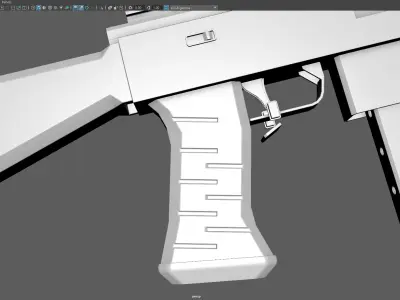 Low Poly Submachine Gun  Low-poly 3D model