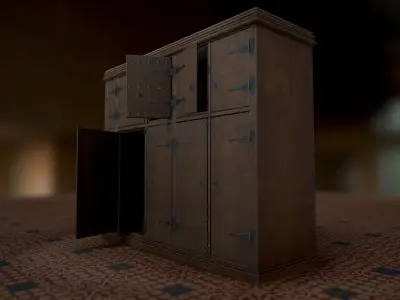 Authentic Replica Medieval Cabinet Low-poly 3D model