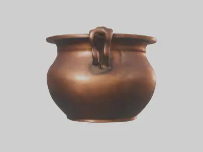 Aged Copper Pot Model Low-poly 3D model