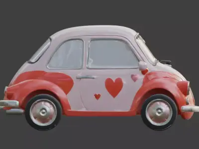 Stylized 3D Valentine Compact Car Model Low-poly 3D model