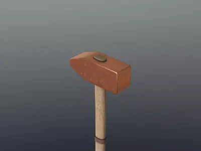 Hammer - Copper Low-poly 3D model