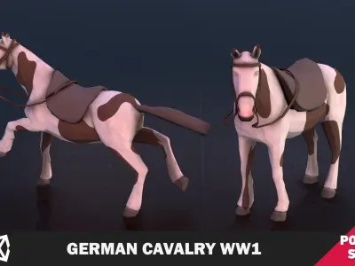 German Cavalry WW1 Low-poly 3D model