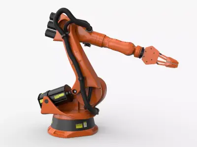 KUKA 210 2 Cinema 4D Rigged industrial robotic arm 3D model