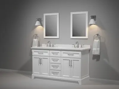 OVE Felix White 60 Brushed nickel 3D model
