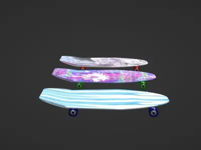 Skateboard three skateboards Low-poly 3D model