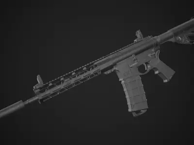 AR-15 Rifle Game Ready Low-poly 3D model