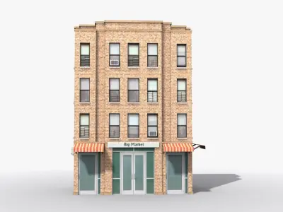 Apartment Building x21 Low-poly 3D model
