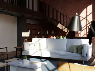 industrial living room 3D model purchase