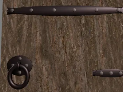 Stylized Medieval Wooden Door Low-poly 3D model