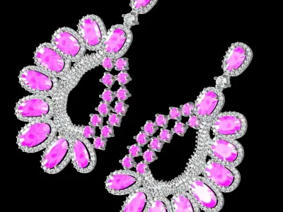 Antique Art Deco Style Earring 5 3D print model