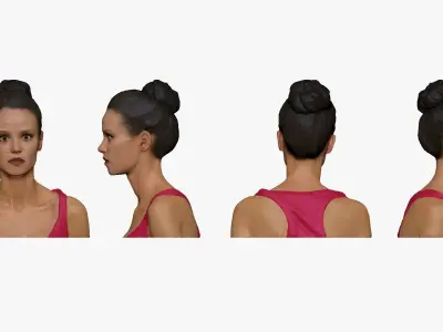 001293 bust of woman in red tank top low poly Low-poly 3D model