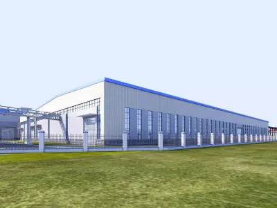 Industrial buildings cement bridges factories 3D model