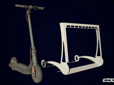 Scooter with Parking Low-poly 3D model