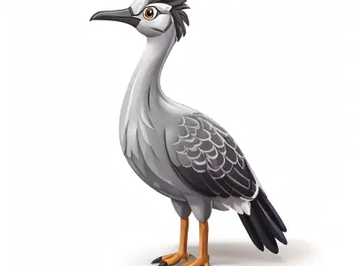 Stylized Kagu Bird 3D Model Low-poly 3D model