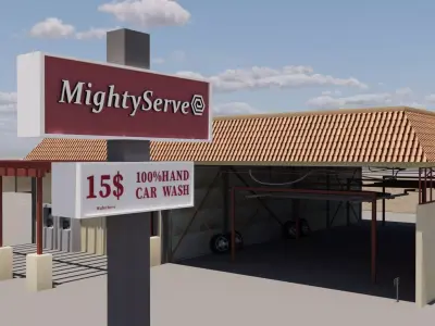 Mighty Car Service Car Wash Low-poly 3D model