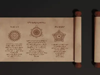 Ancient Magic Spell Scroll Parchment Low-poly 3D model