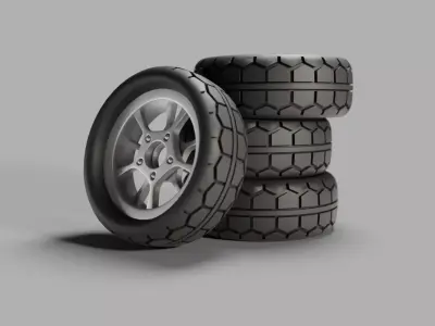Car Rubber Tyres 02 Low-poly 3D model