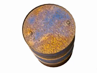 rusty metal barrel blue Low-poly 3D model