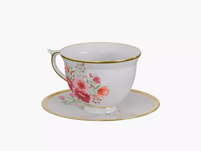 Vintage teacup Low-poly 3D model