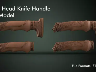Lion Head Knife Handle 3D print model