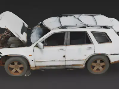 Rolled-Over SUV 3D Model 3D Model Low-poly 3D model