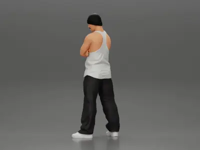 gangster homie arms crossed in hat 3D print model