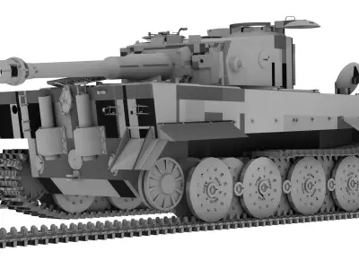world war II Tiger I tank Low-poly 3D model