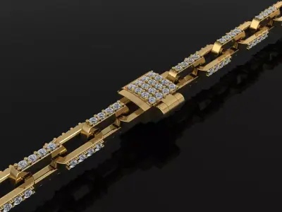 DAINTY HERMES DIAMOND LINK BRACELET NECKLACE 3D print model
