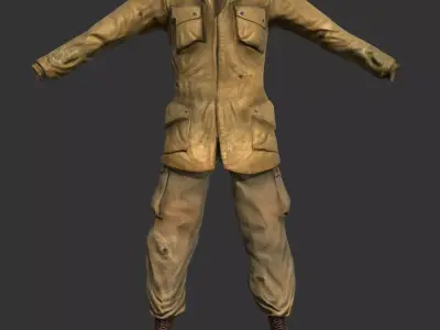 Military World War 2 Soldier Uniform Game Ready Low-poly 3D model