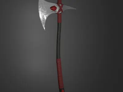 Axe Weapon With Blood Crystals low-poly game ready PBR Low-poly 3D model