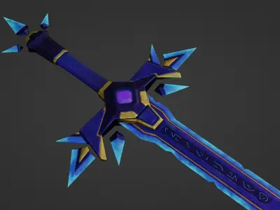 Stylized Night Judge Sword Low-poly 3D model