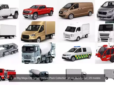29 Big Mega City Urban Vehicle Pack Collection  Model Bundle Set