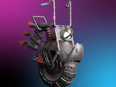 Stylized Motorcycle Low-poly 3D model get