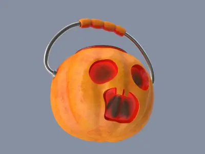 Jack-o-Lantern Skullface Bucket 3D model