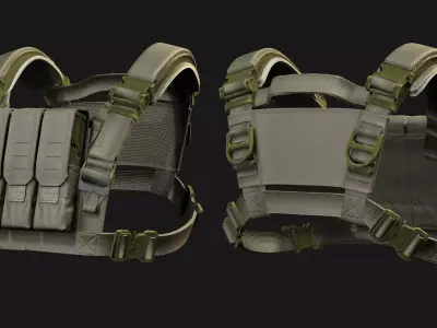 Realistic Combat Vest - Ammo Pouch Gear Low-poly 3D model