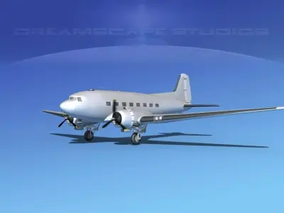 Douglas R-4D Dakota Bare Metal 3D model