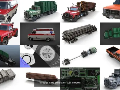 Vintage cars collection 3D Model Pack